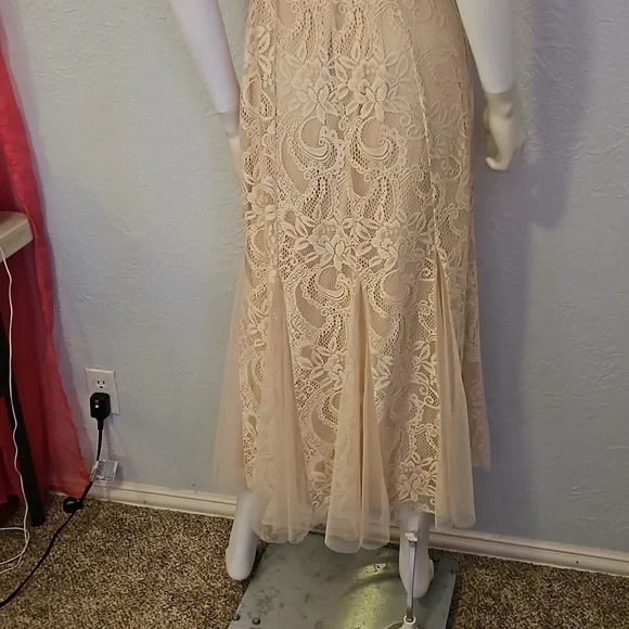 CANDALITE Antique Ivory Lace Maxi Bow Tie Waist Fairycore Hoco Dress - Picture 8 of 10